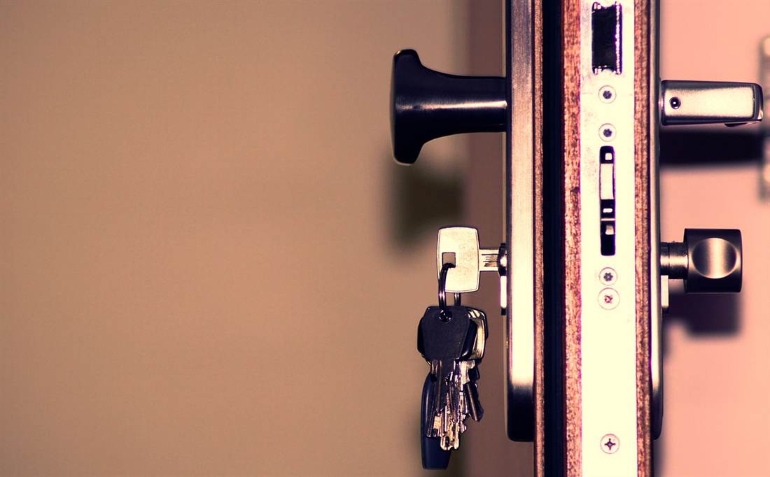 Keys hanging from a door lock
